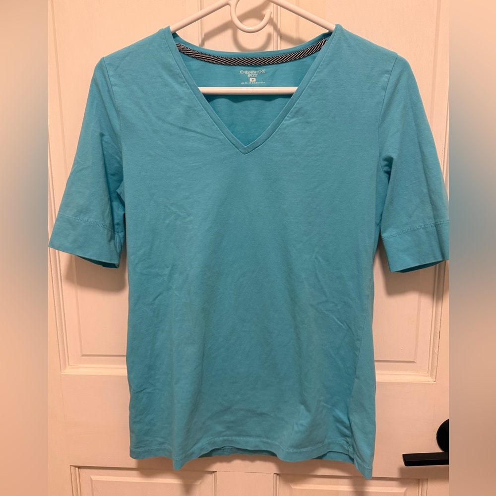 Jones New York Sport Turquoise Crewneck Tee